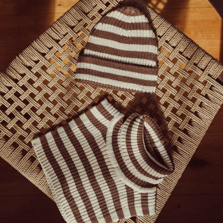 That's Mine Ivan neckwarmer - Brown stripe - 100% Organic cotton Buy Tøj||Overdele||Strik||Alle||personale||Efterür & vinter 2025||alt minus sløjfe||mette-sale||drop 1 aw25 here.