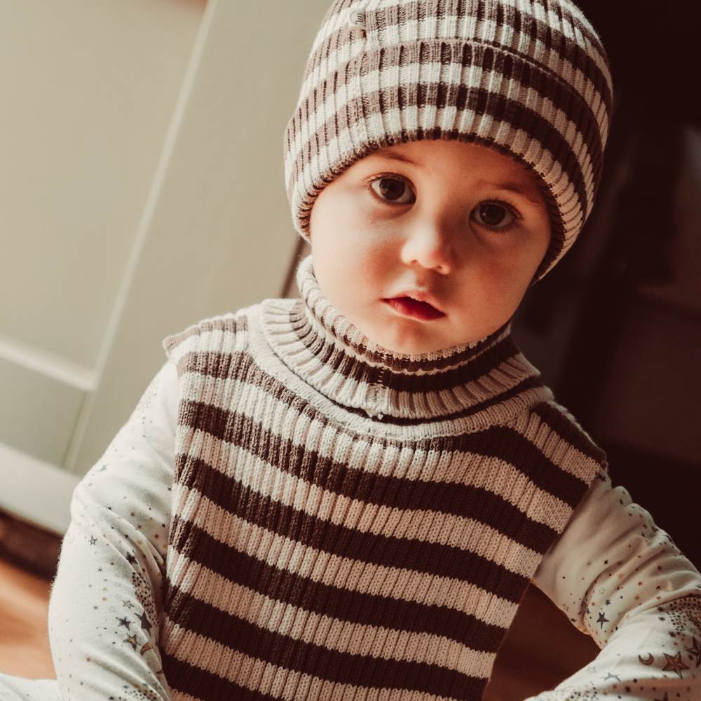 That's Mine Ivan neckwarmer - Brown stripe - 100% Organic cotton Buy Tøj||Overdele||Strik||Alle||personale||Efterür & vinter 2025||alt minus sløjfe||mette-sale||drop 1 aw25 here.
