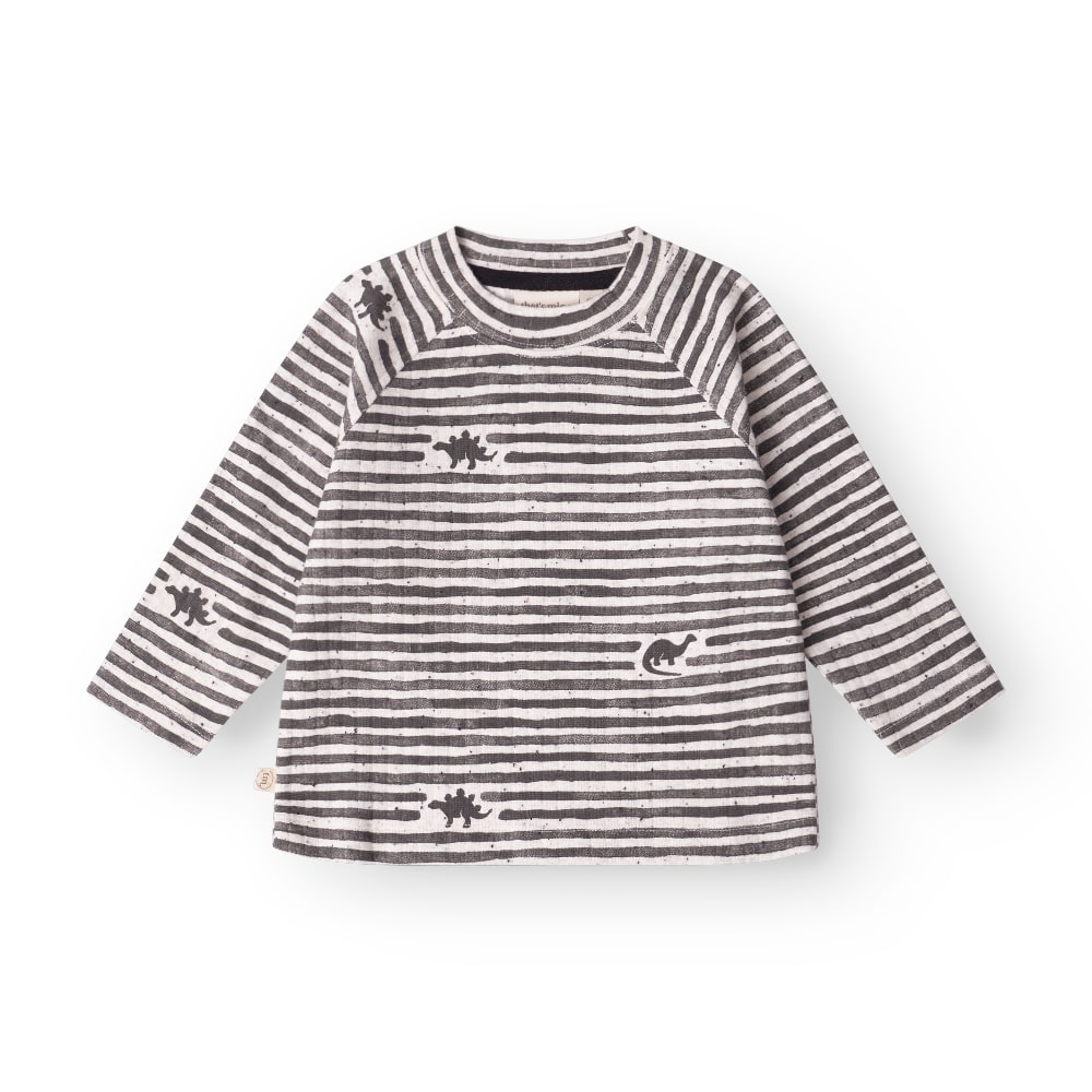 That's Mine Aksel t-shirt - Mono dino stripe - 95% Organic cotton / 5% Elastane Buy T-shirts||Overdele||personale||AW25 here.