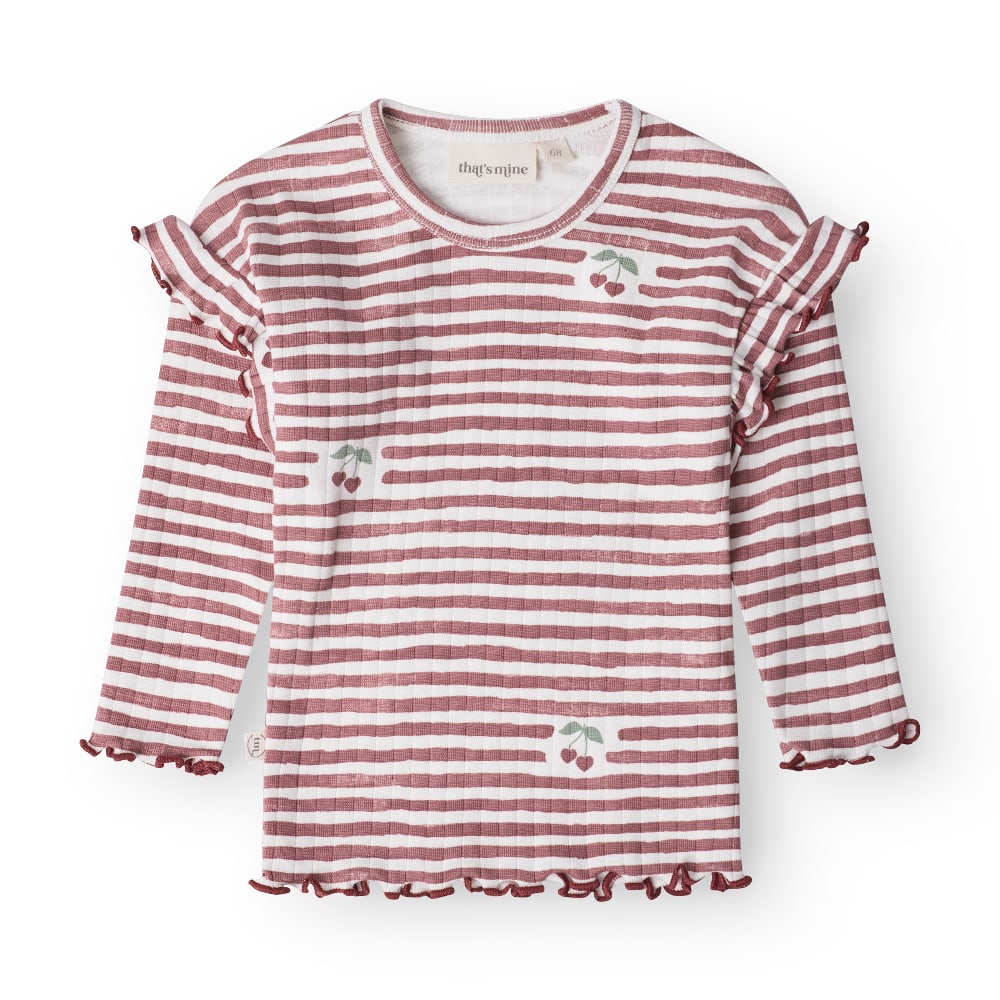 That's Mine Jamilla blouse - Love berry stripe - 95% Organic cotton / 5% Elastane Buy Overdele||Bluser||personale||AW25 here.