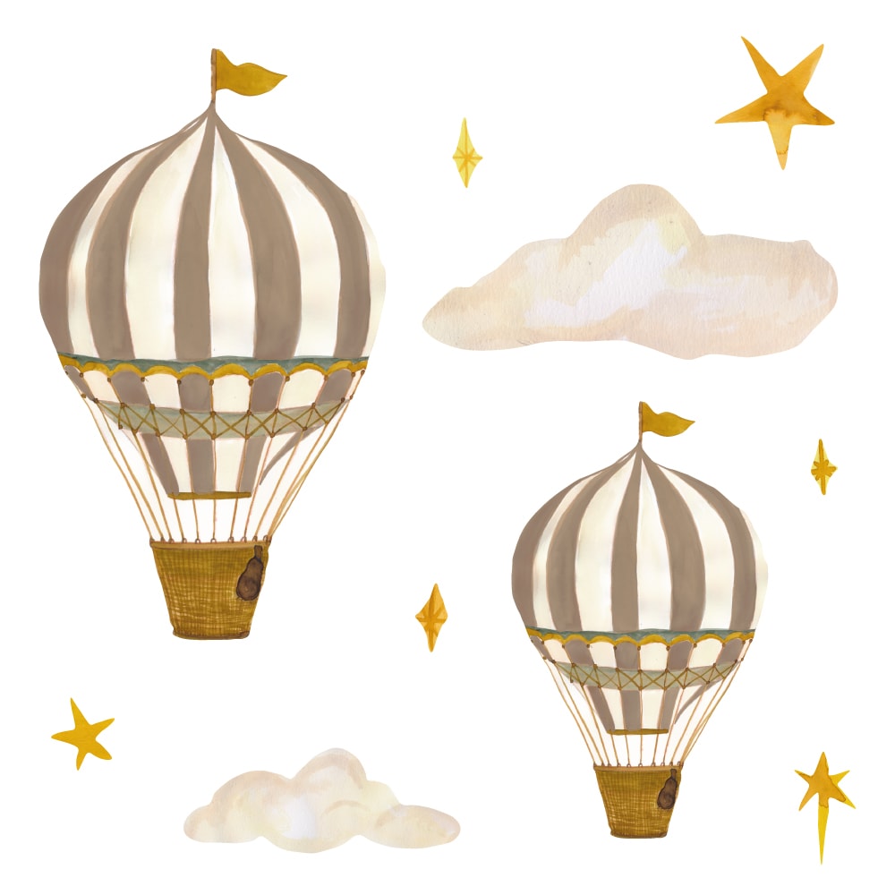 That's Mine Wallsticker dreamy balloons - Brown - 100% Textile foil Buy Bolig & udstyr||Børneværelset||Wallstickers||personale||NOOS here.