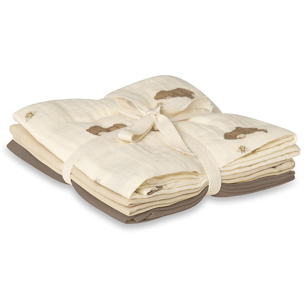 That's Mine Bora muslin cloth 3-pack - Bees and bears - 100% Organic cotton Buy Amning & pusletid||Pusle||Stofbleer||Alle||Favoritter||personale||Bees and bears||Basics til de små||Influencer choice here.